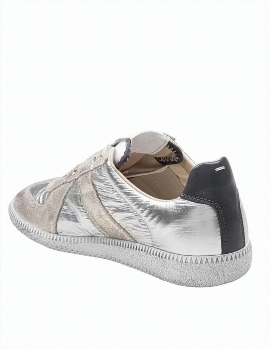 Metallic Silver Low-Profile Sneakers