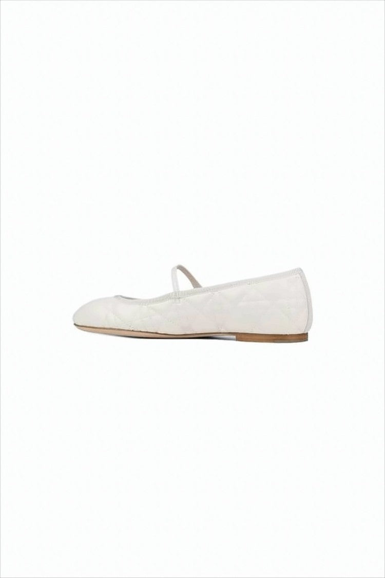 Quilted Leather Flat Shoes with Subtle Diamond Pattern