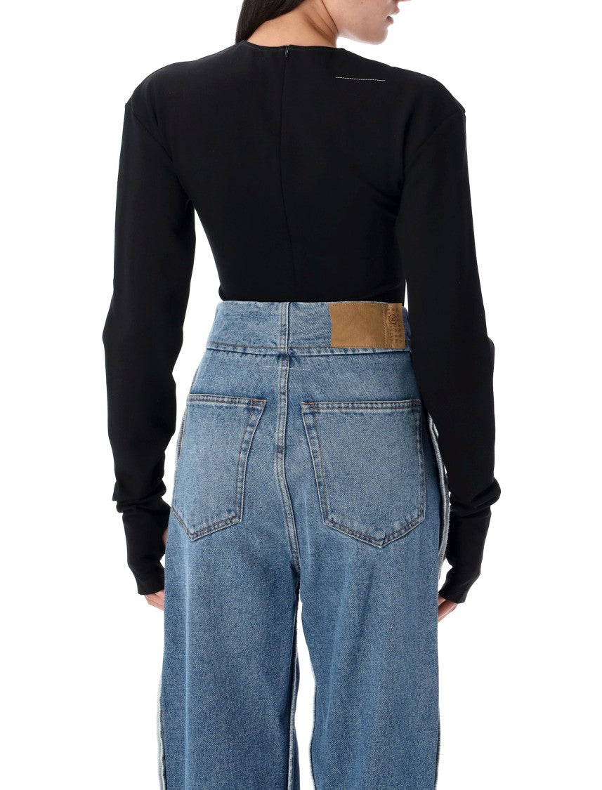 Long-Sleeved Fitted Bodysuit With Discreet Closure
