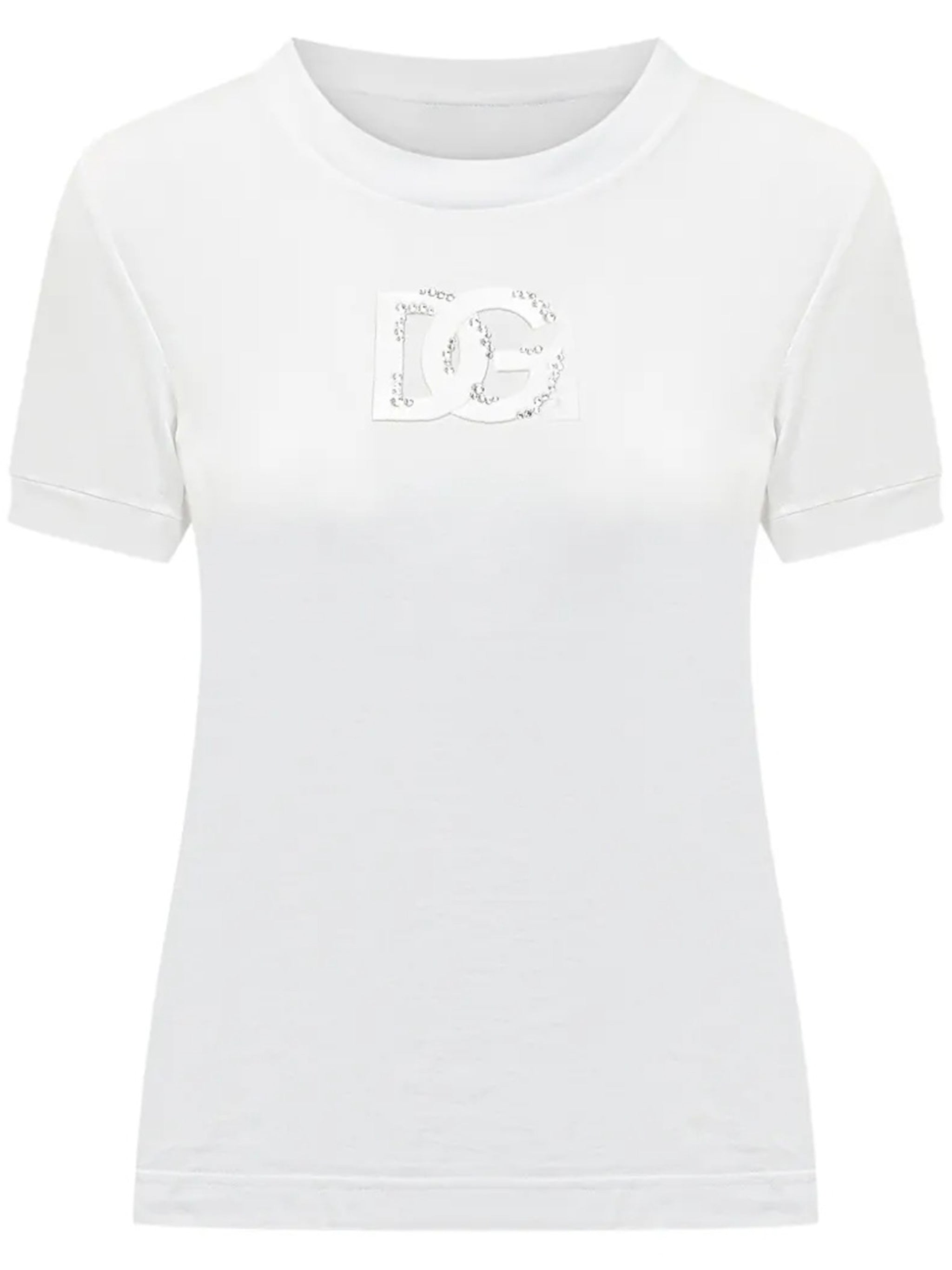 White Fitted Short-Sleeve Cotton T-Shirt