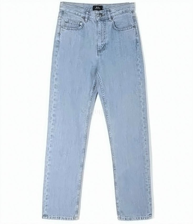 Light Blue Straight-Leg Denim Pants