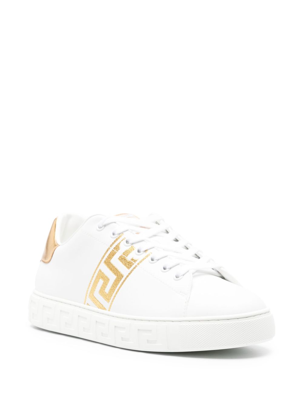 Greca Motif Calf Leather Sneakers