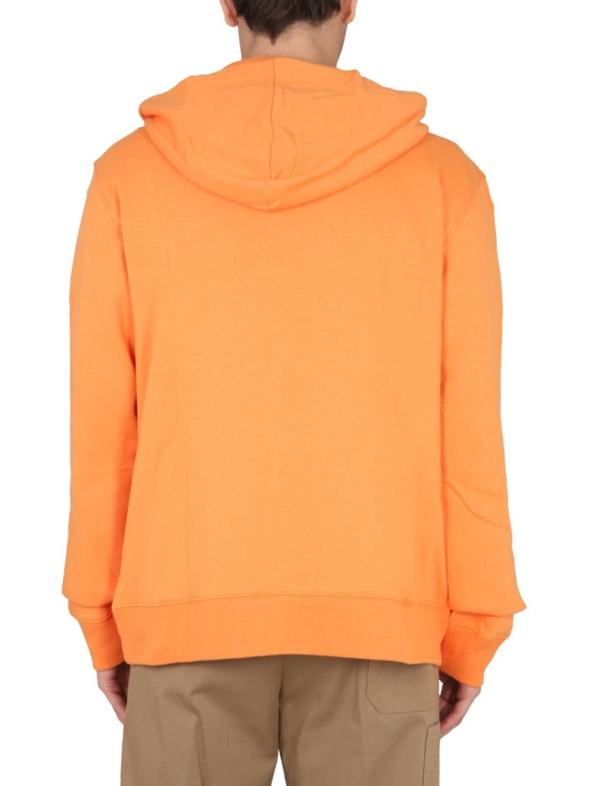 Orange Zip Sweatshirt With Hood