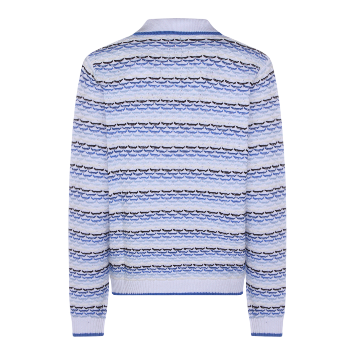 Textured Knit Long-Sleeve Polo Shirt