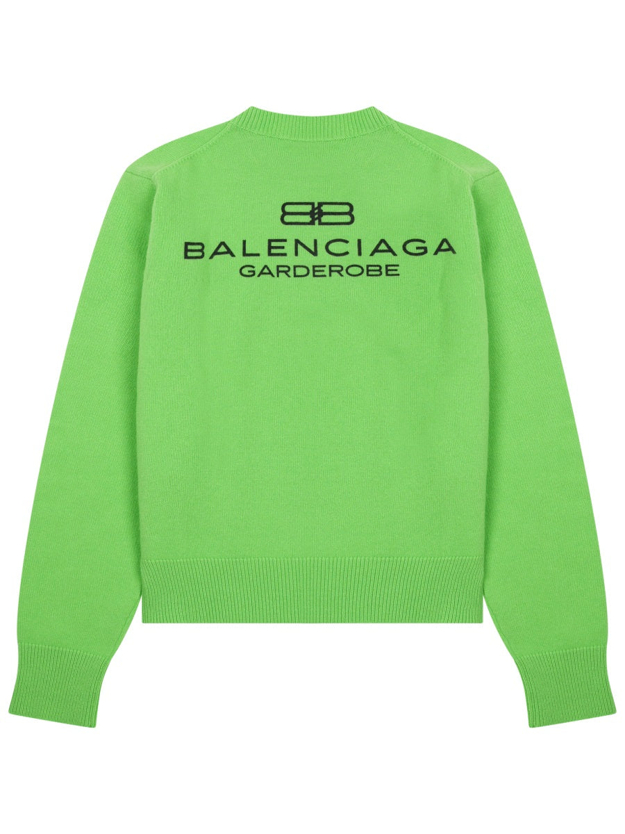 Vibrant Green Wool Jersey With Logo Accents