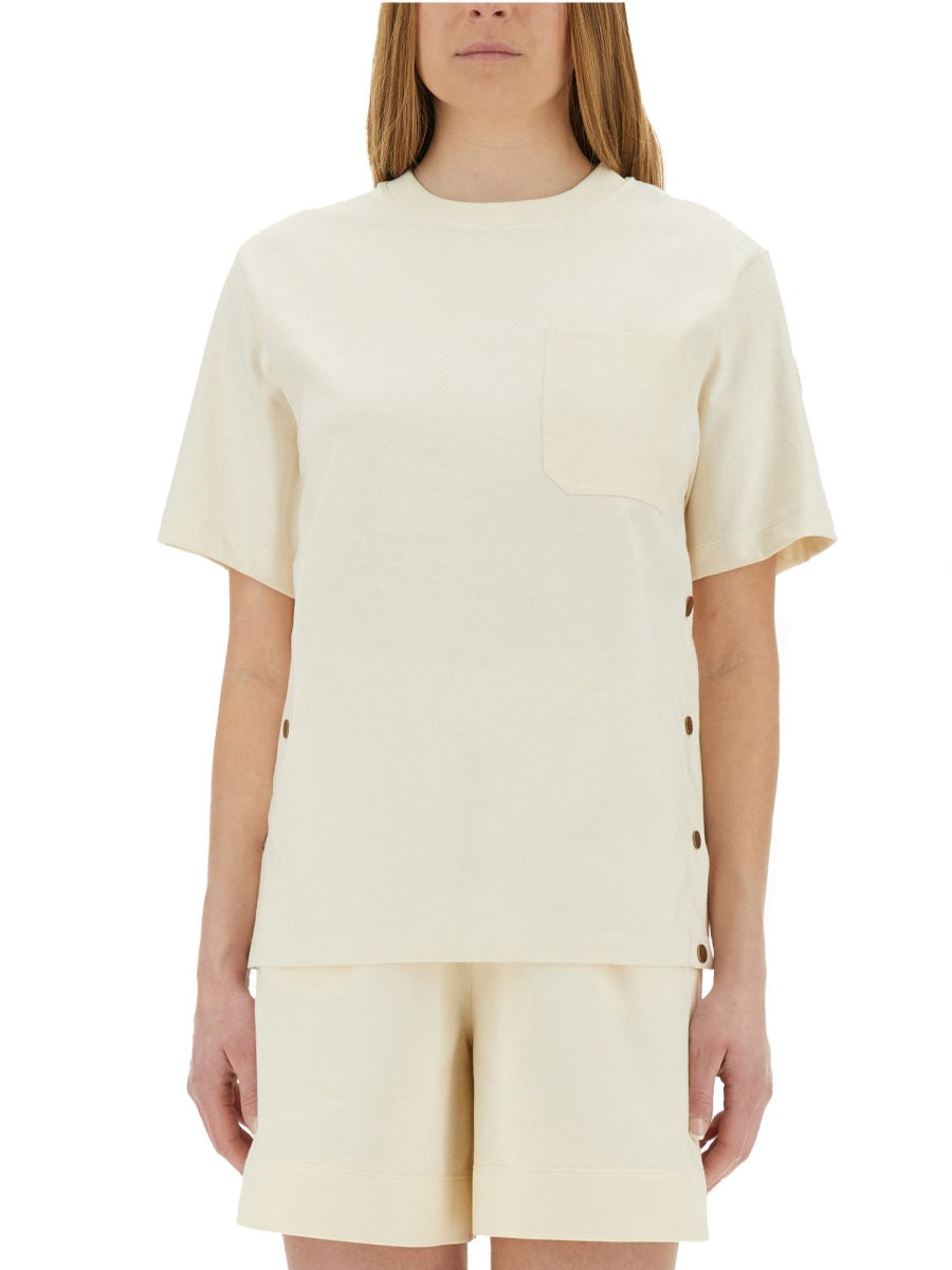 Side Button Detail T-Shirt in Soft Cotton