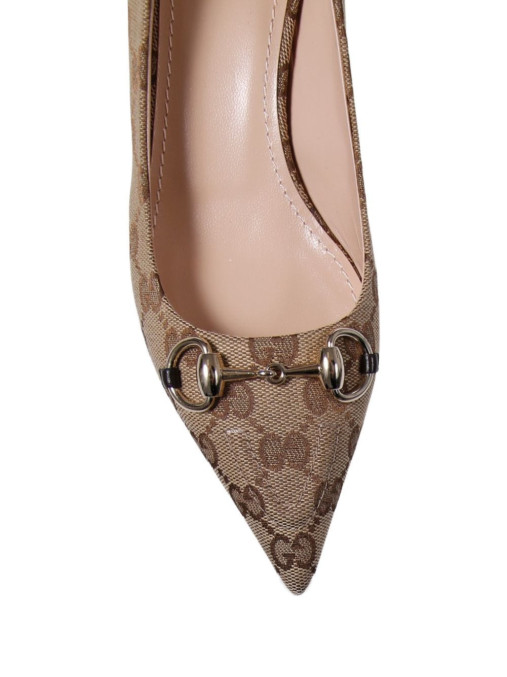 Beige Canvas Pointed-Toe Kitten Heels