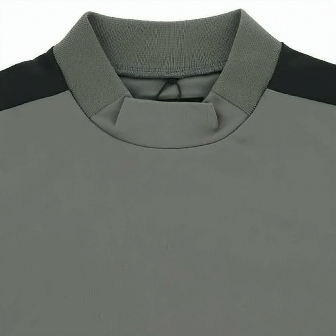 Long-Sleeve Minimalist Grey T-Shirt with High Collar