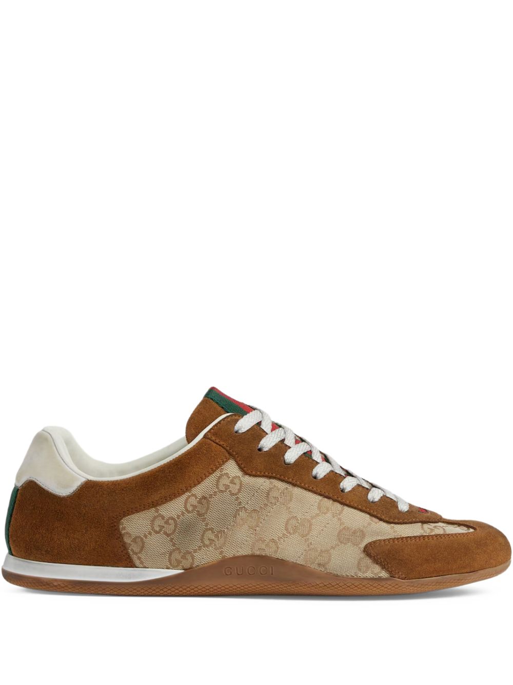 Monogram-Patterned Suede And Fabric Flat Shoes