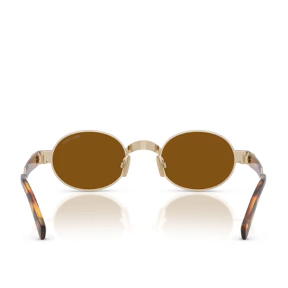 Compact Oval Sunglasses with Satin Gold-tone Frame