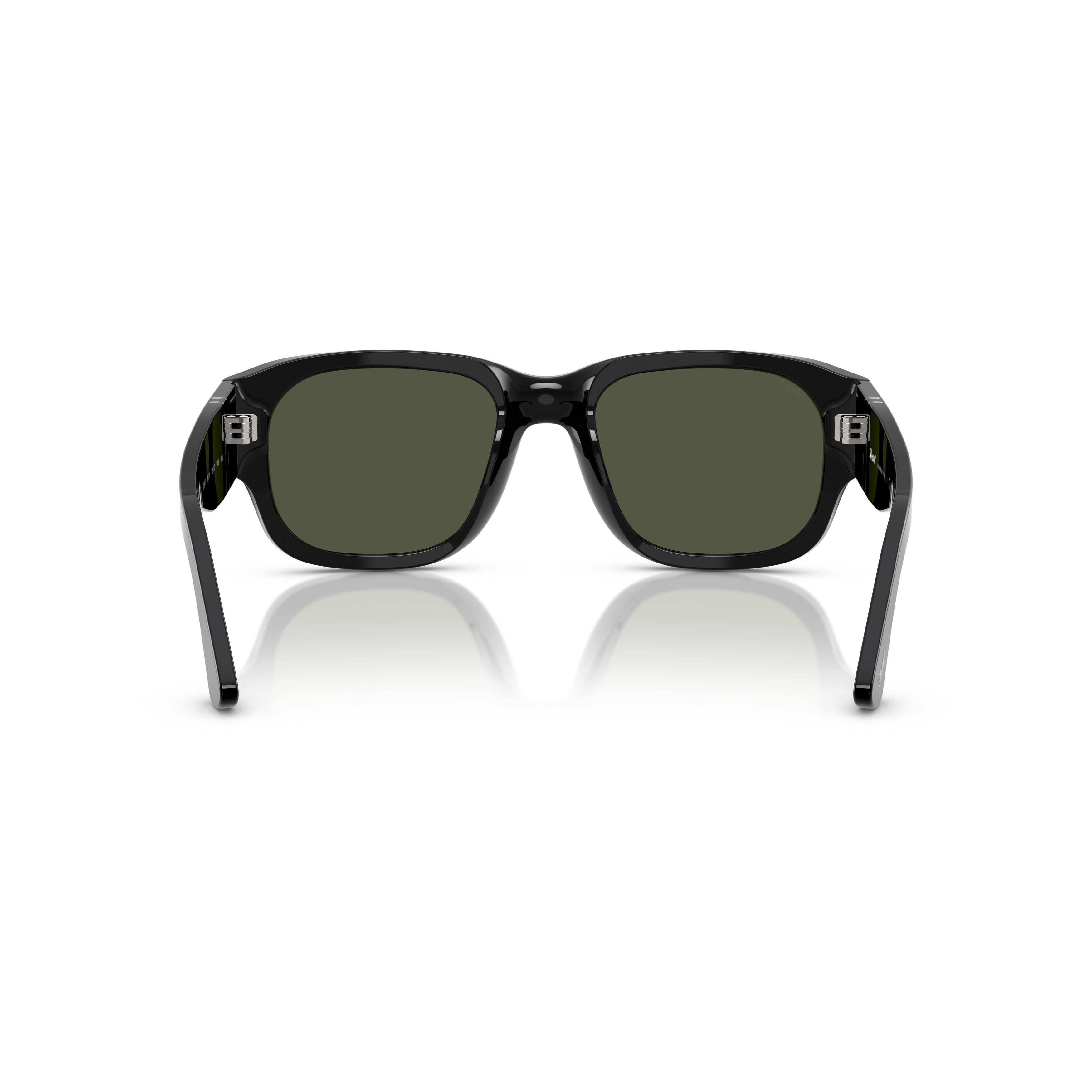 0po3380s Glossy Black Rectangular Sunglasses with Silver Arrow Detail
