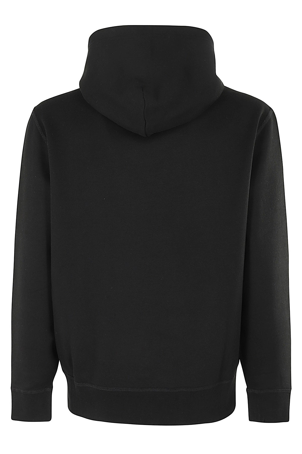 Black Drawstring-Hood Sweatshirt