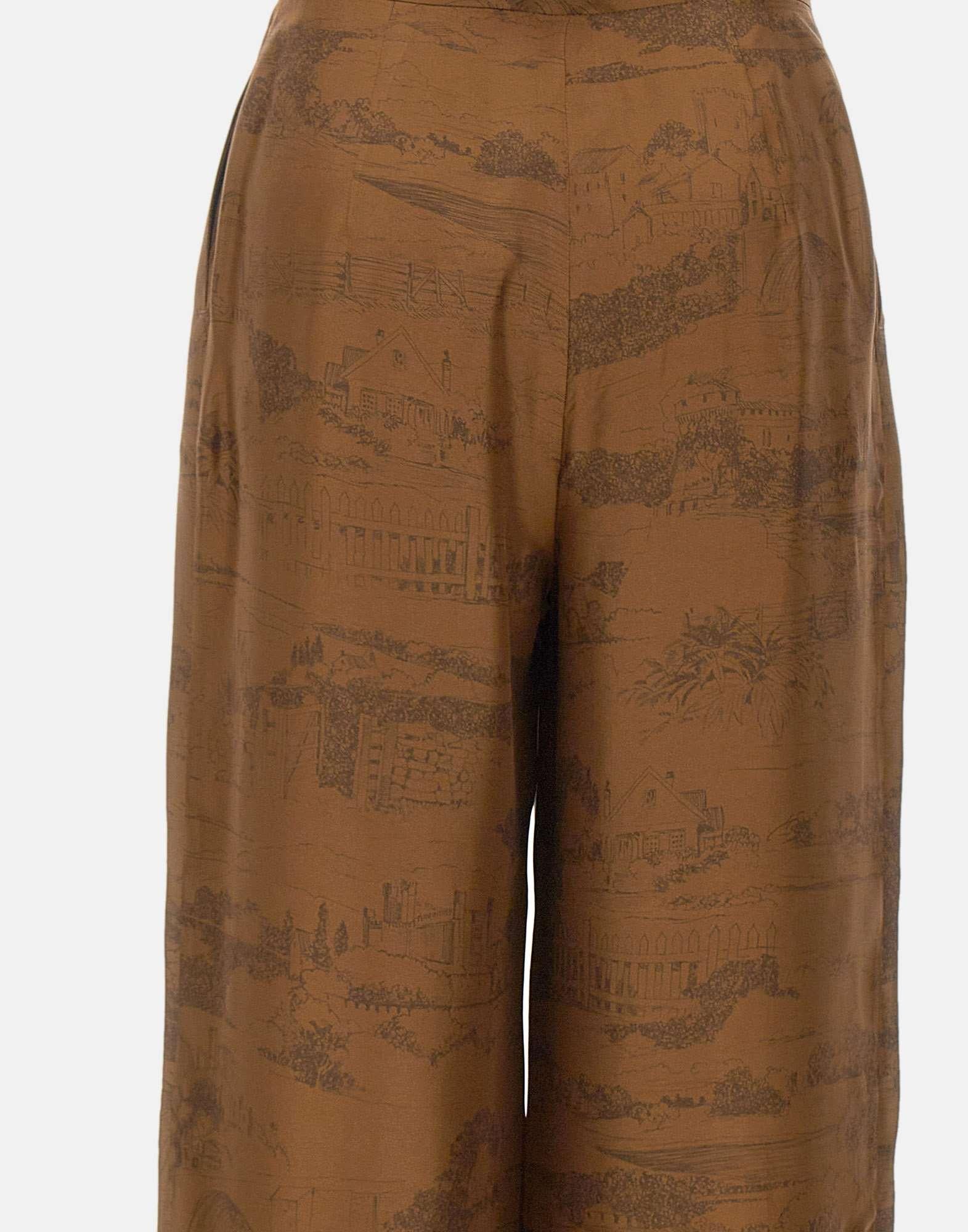 Wide-leg Pants with Intricate Tonal Pattern