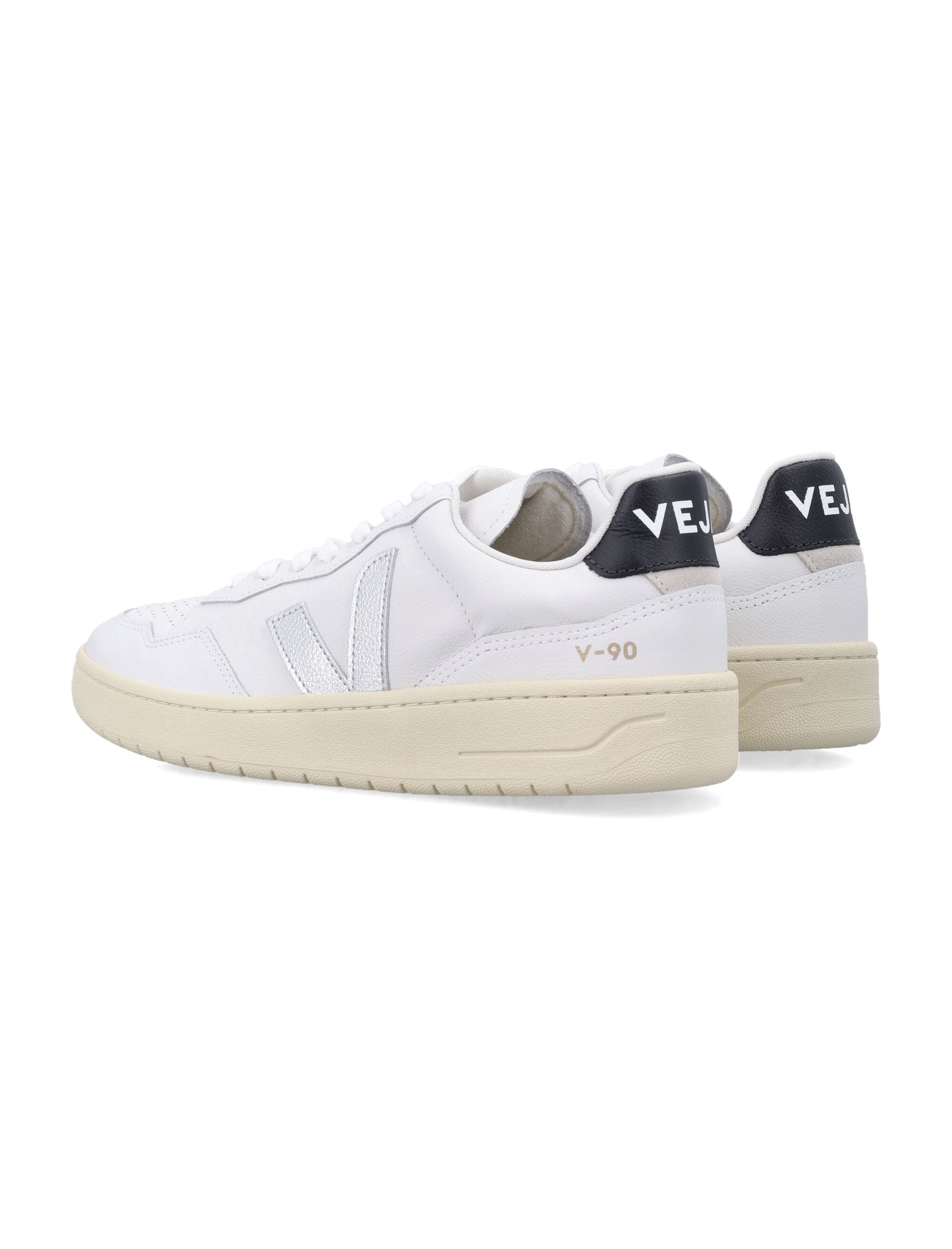 V-90 White And Silver Leather Sneakers