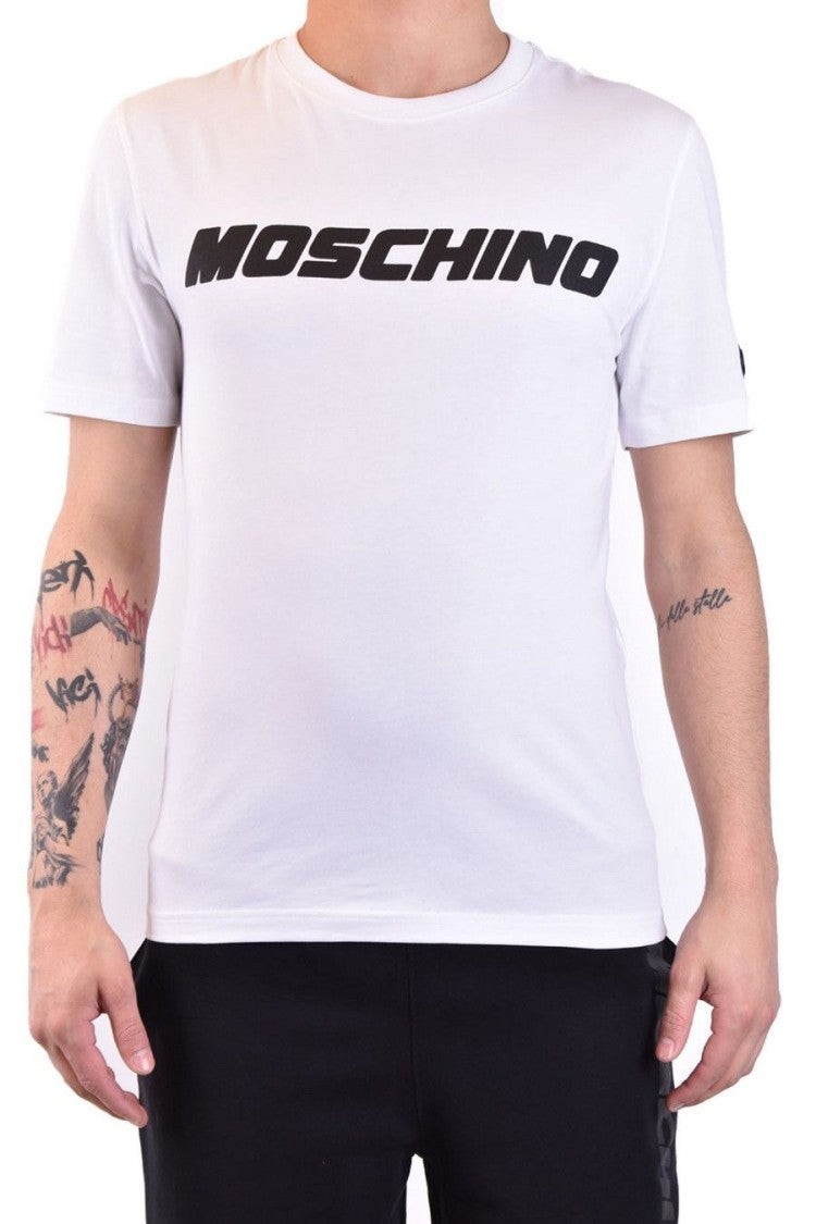 White Logo Print Cotton T-Shirt