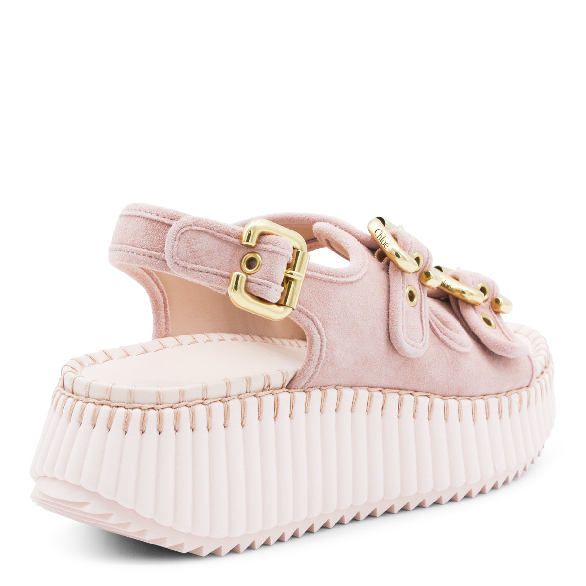 Textured Pink Suede Platform Sandals