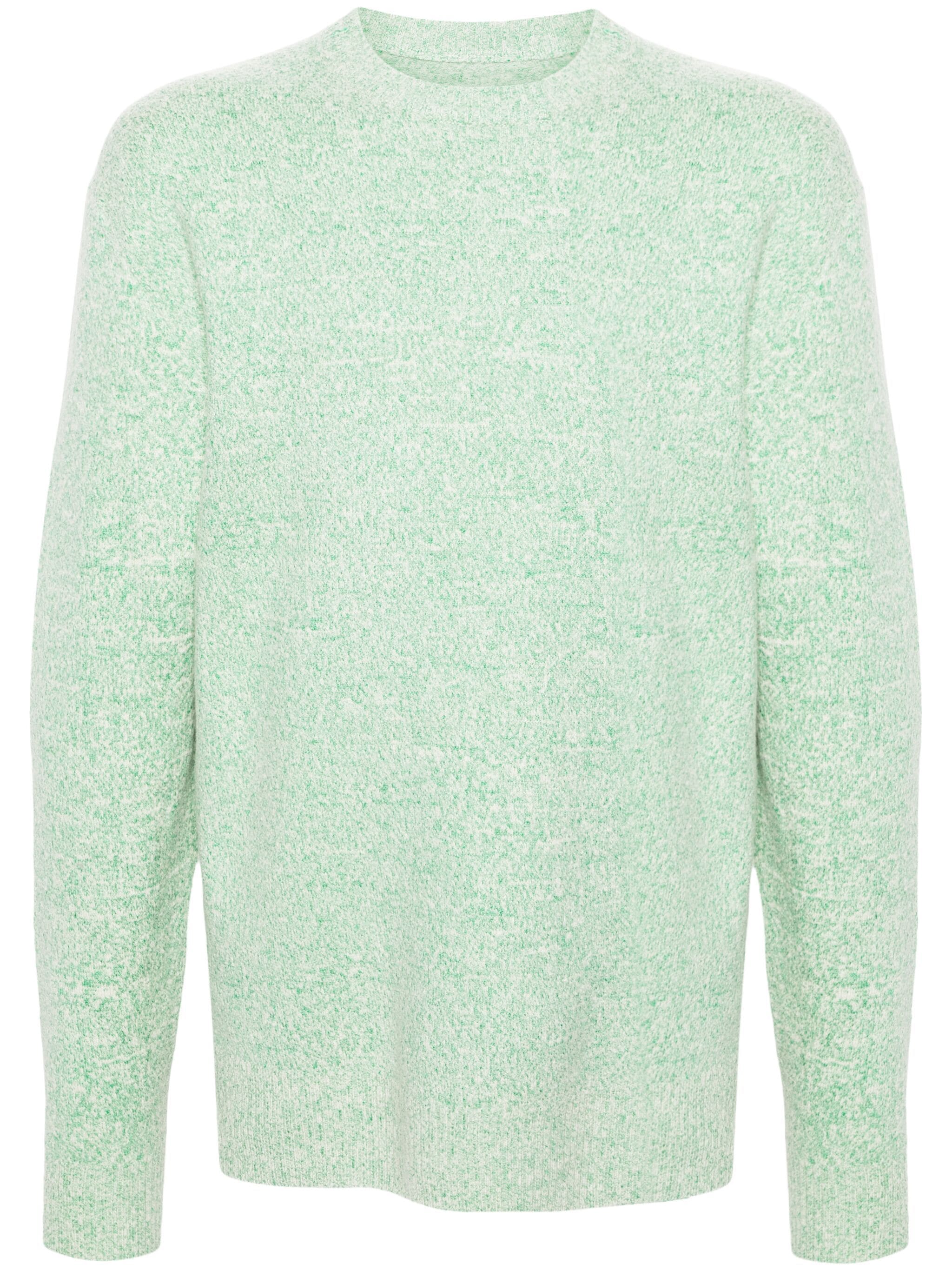 Green Textured Knit Viscose Sweater