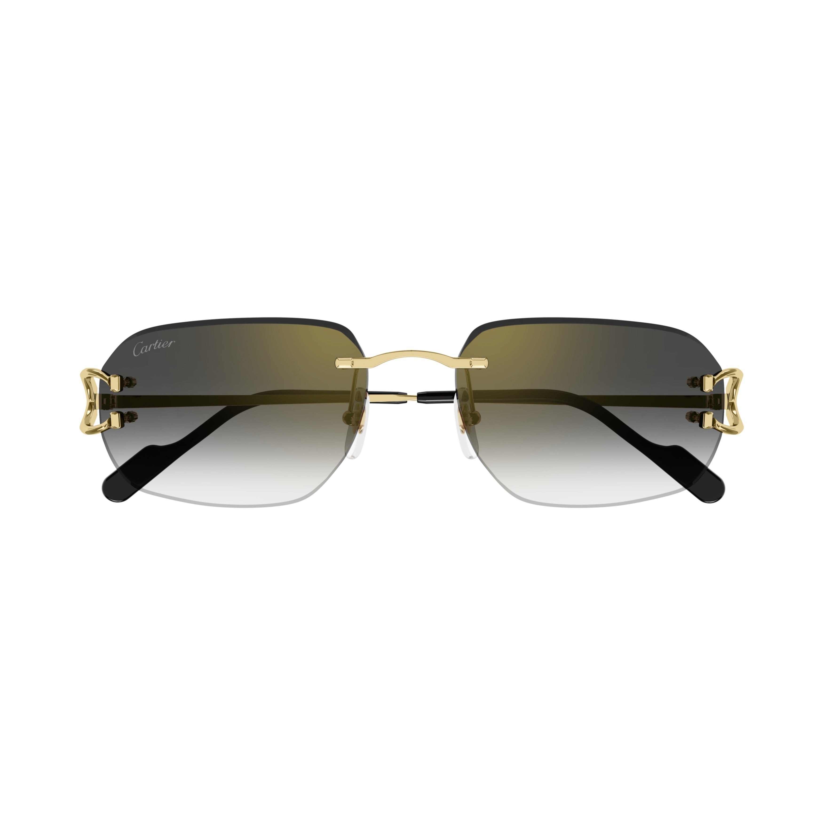Rimless Gold Sunglasses With Rectangular Gradient Lenses