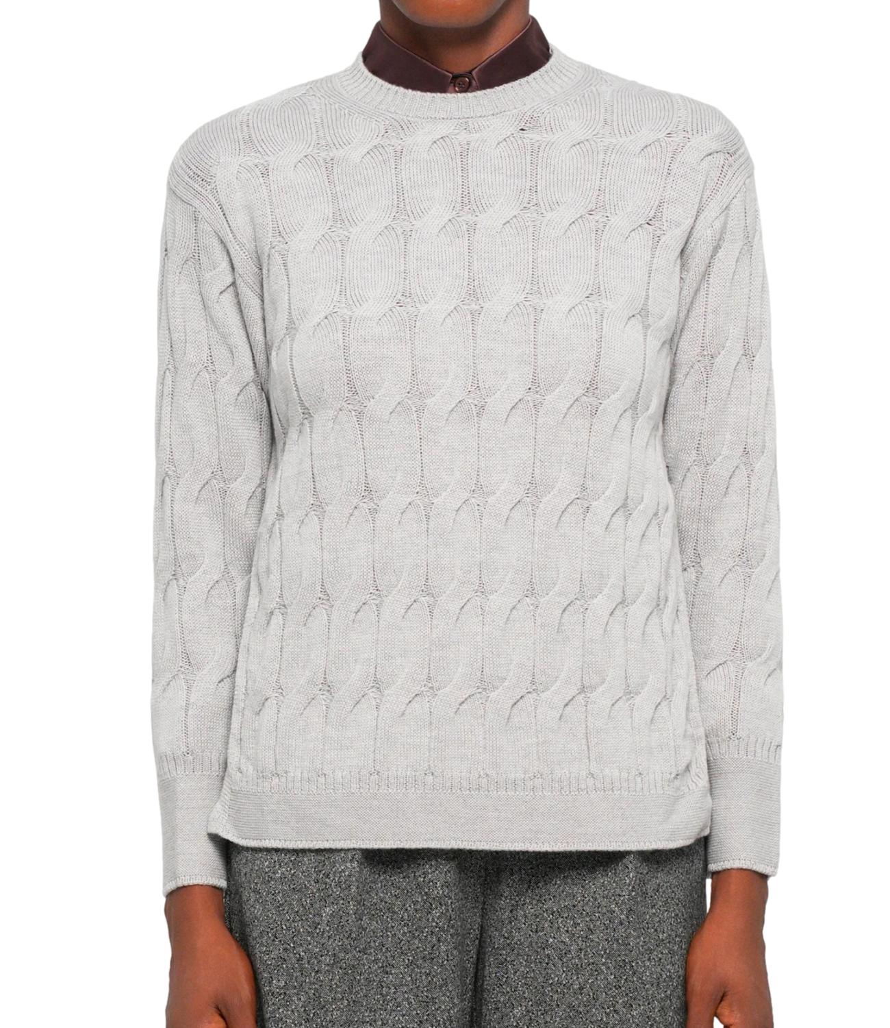 Elegant Grey Cable Knit Sweater