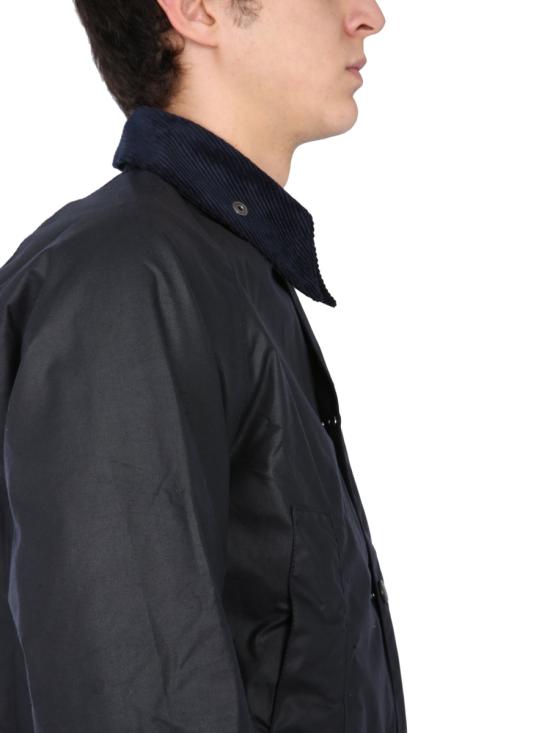 Black Waxed Cotton Barbour Jacket With Corduroy Collar