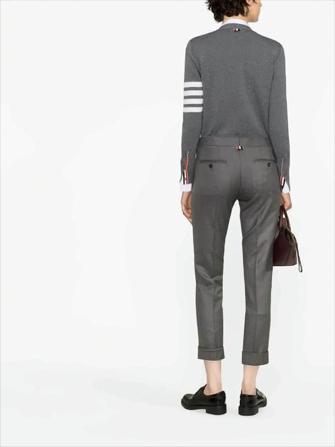 Tailored Grey Straight Pants with Rolled Cuffs