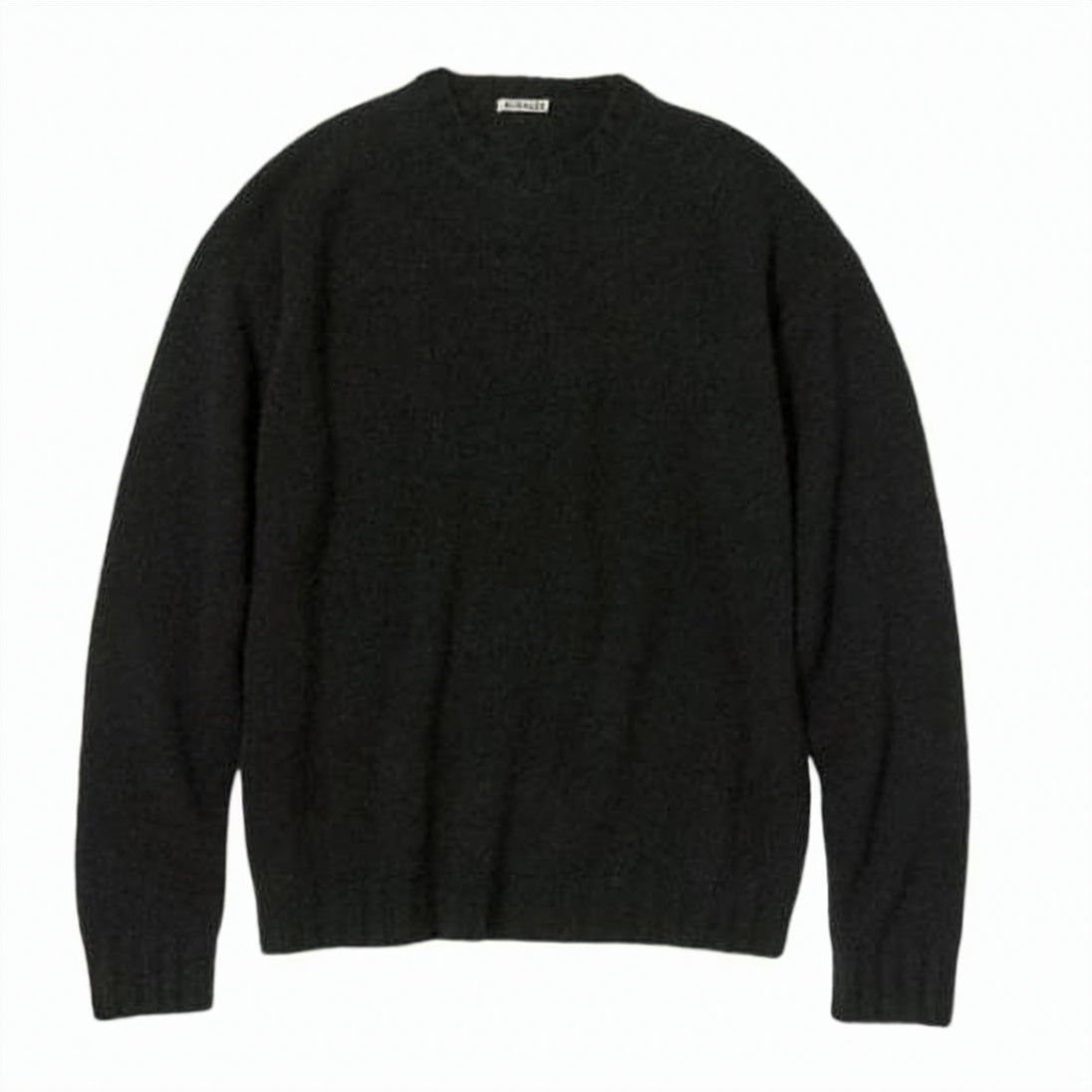 Textured Knit Crewneck Sweater in Black