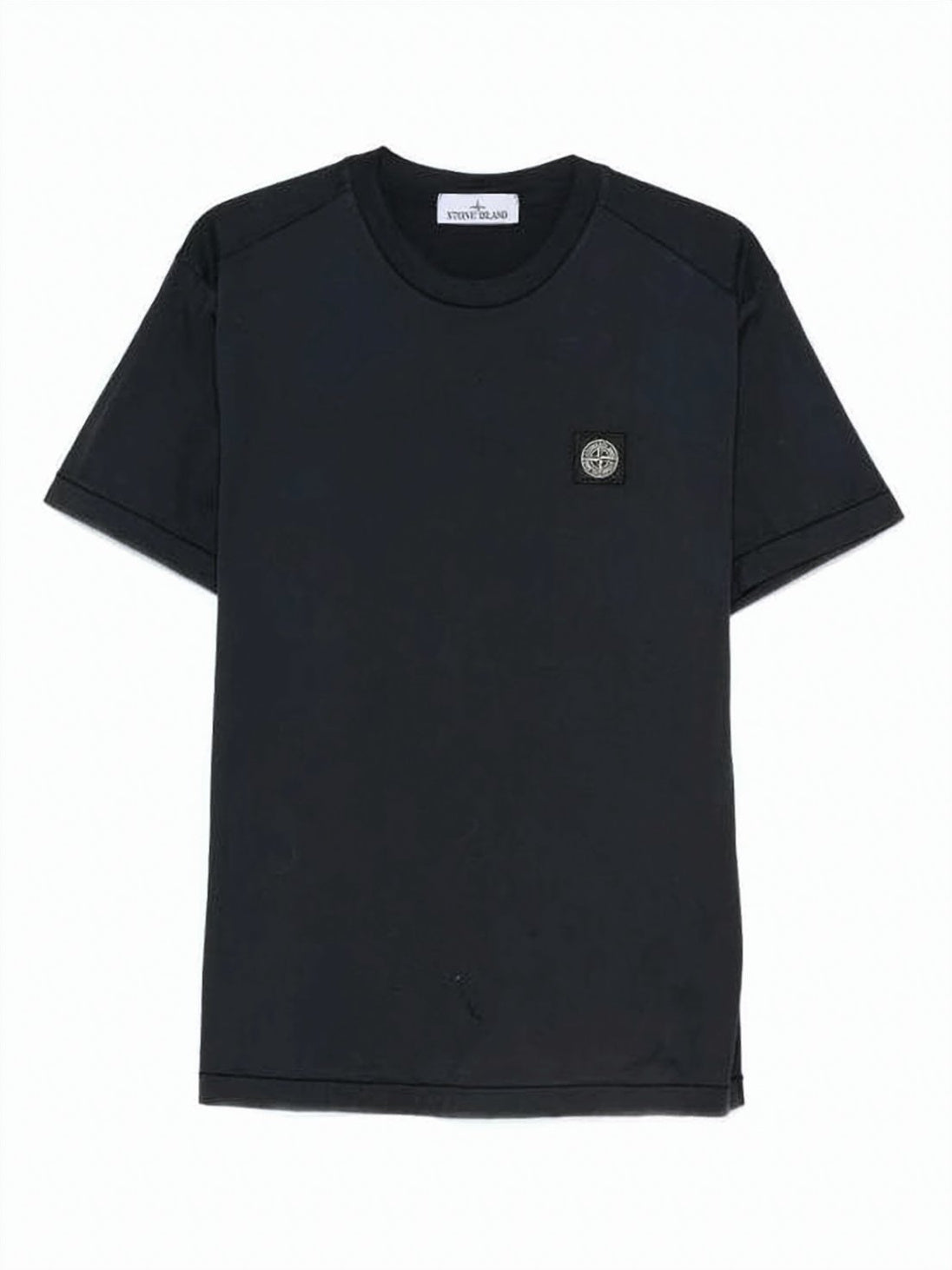 Minimalist Black Crew Neck T-Shirt with Patch Logo