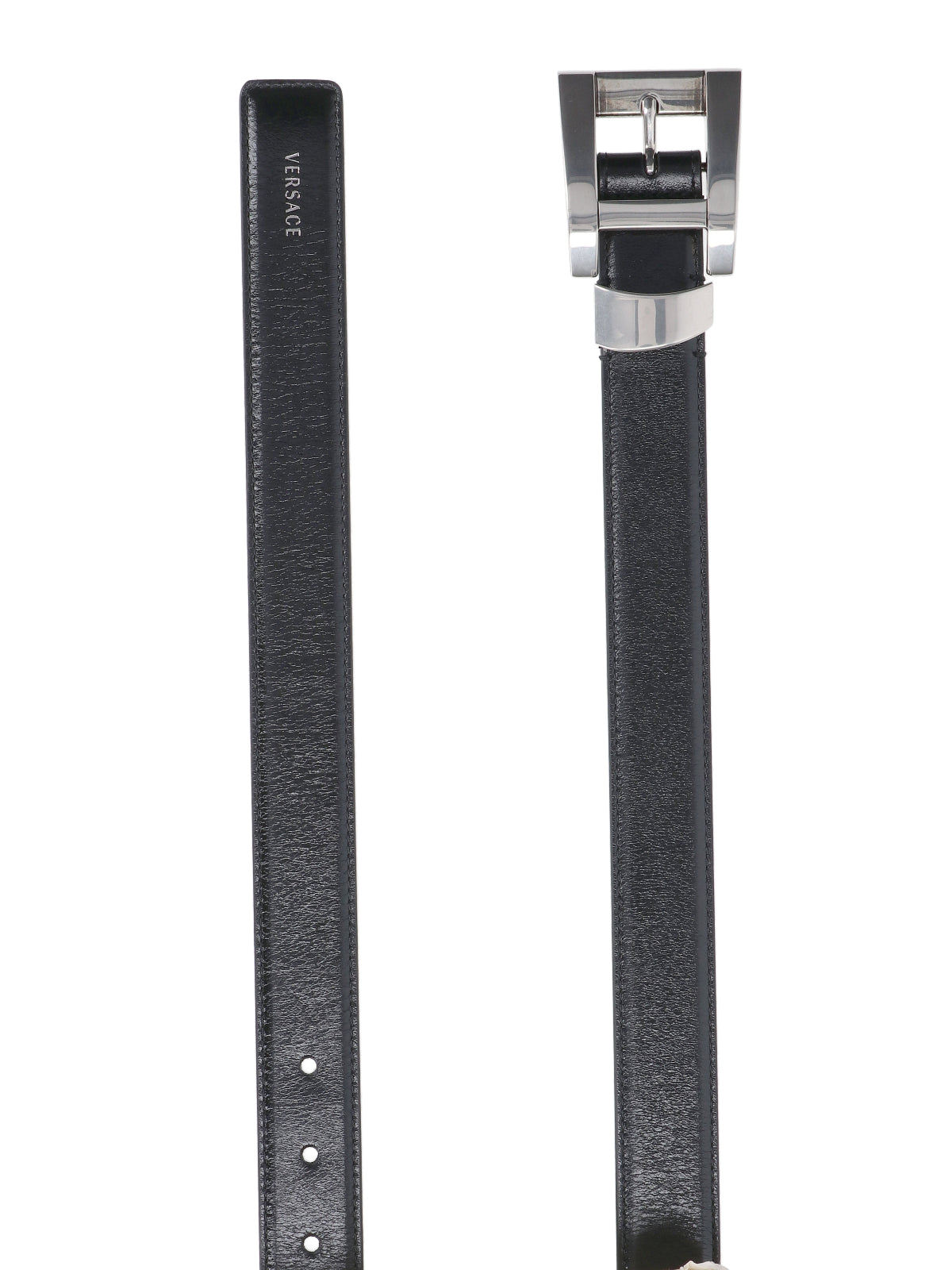 Black Rectangular Buckle Leather Belt