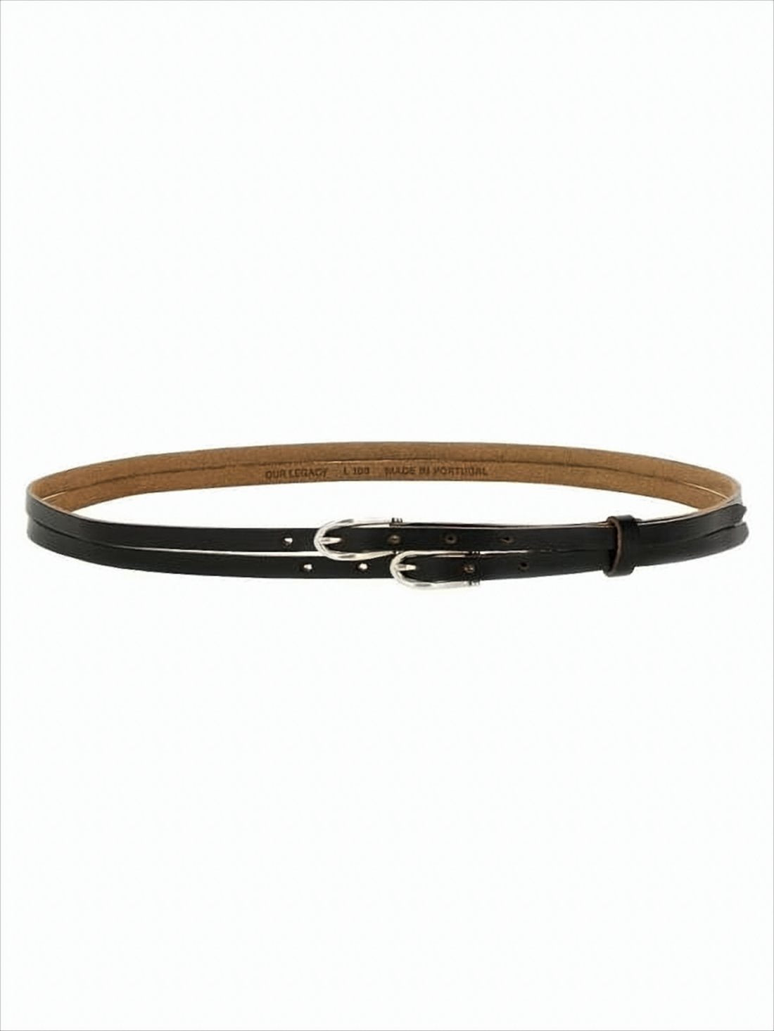 Slim Double-Strap Belt With Silver-Toned Buckles