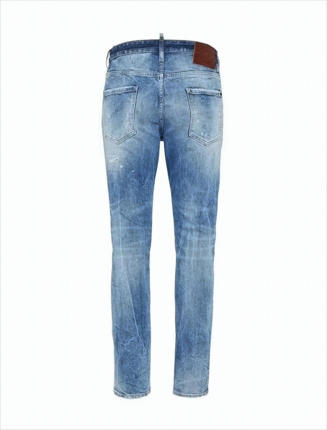 Distressed Light Blue Slim Fit Denim Pants