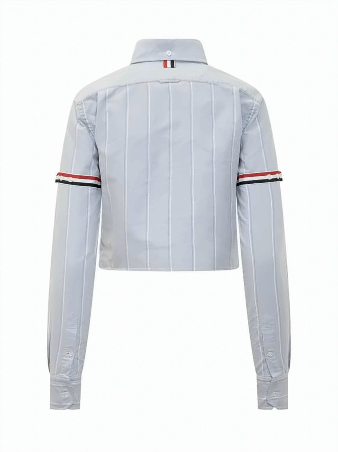 Cropped Blue Shirt With Vertical Stripes