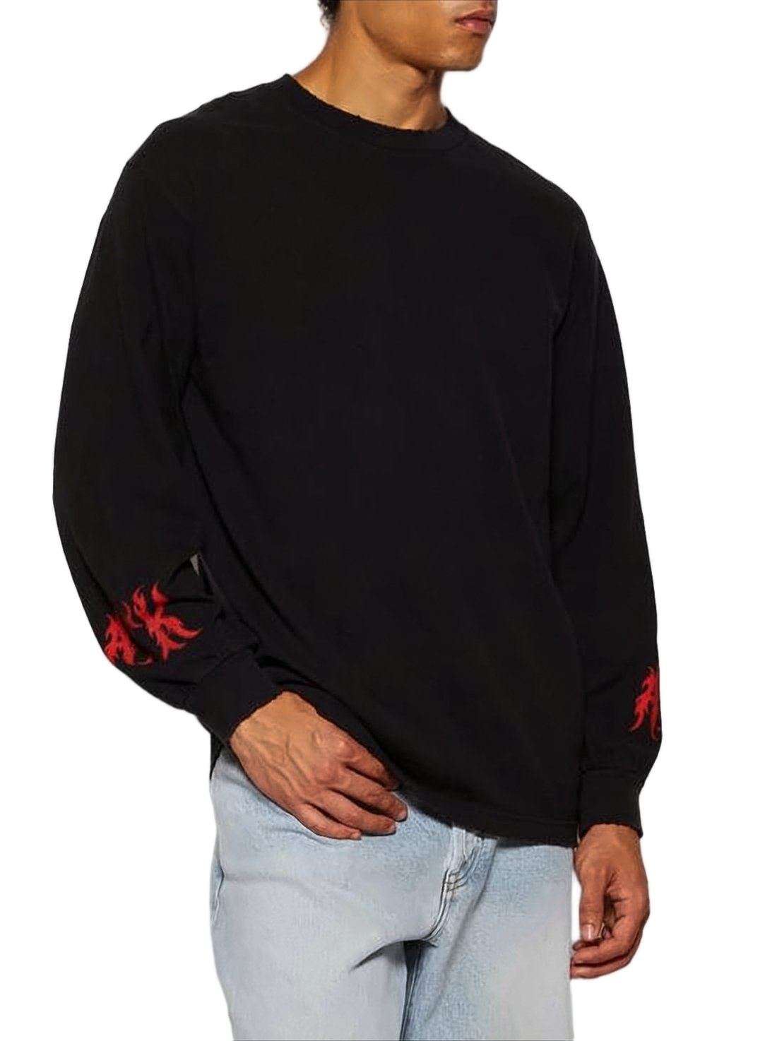 Long-Sleeve T-Shirt with Subtle Red Accents