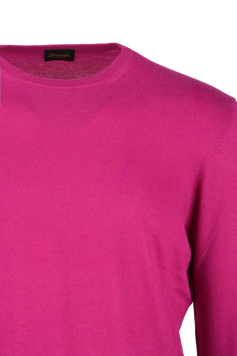 Thin Cashmere Crew Neck Pullover - Pink