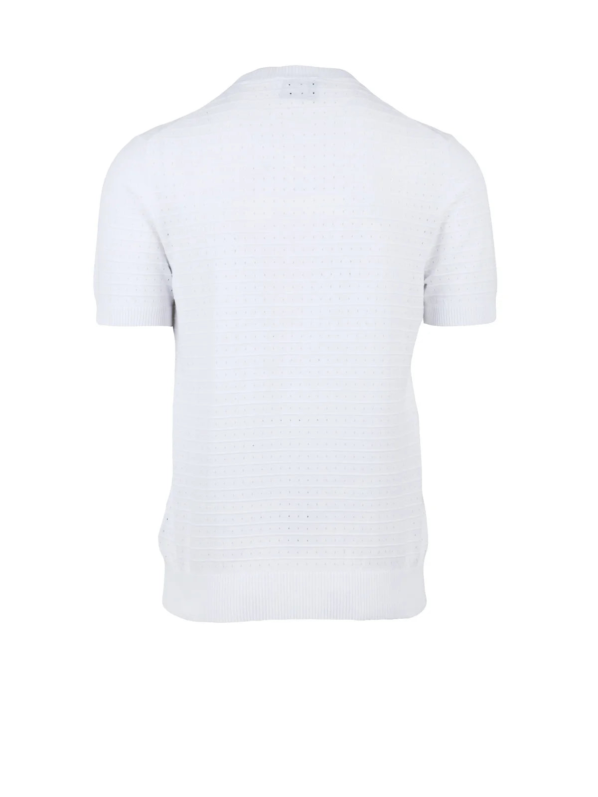 White Cotton Polyester Crew Neck Knit Top