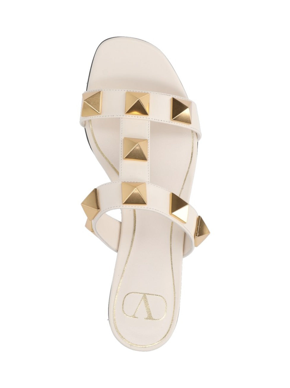 Flat Sandals With Pyramid Gold Studs