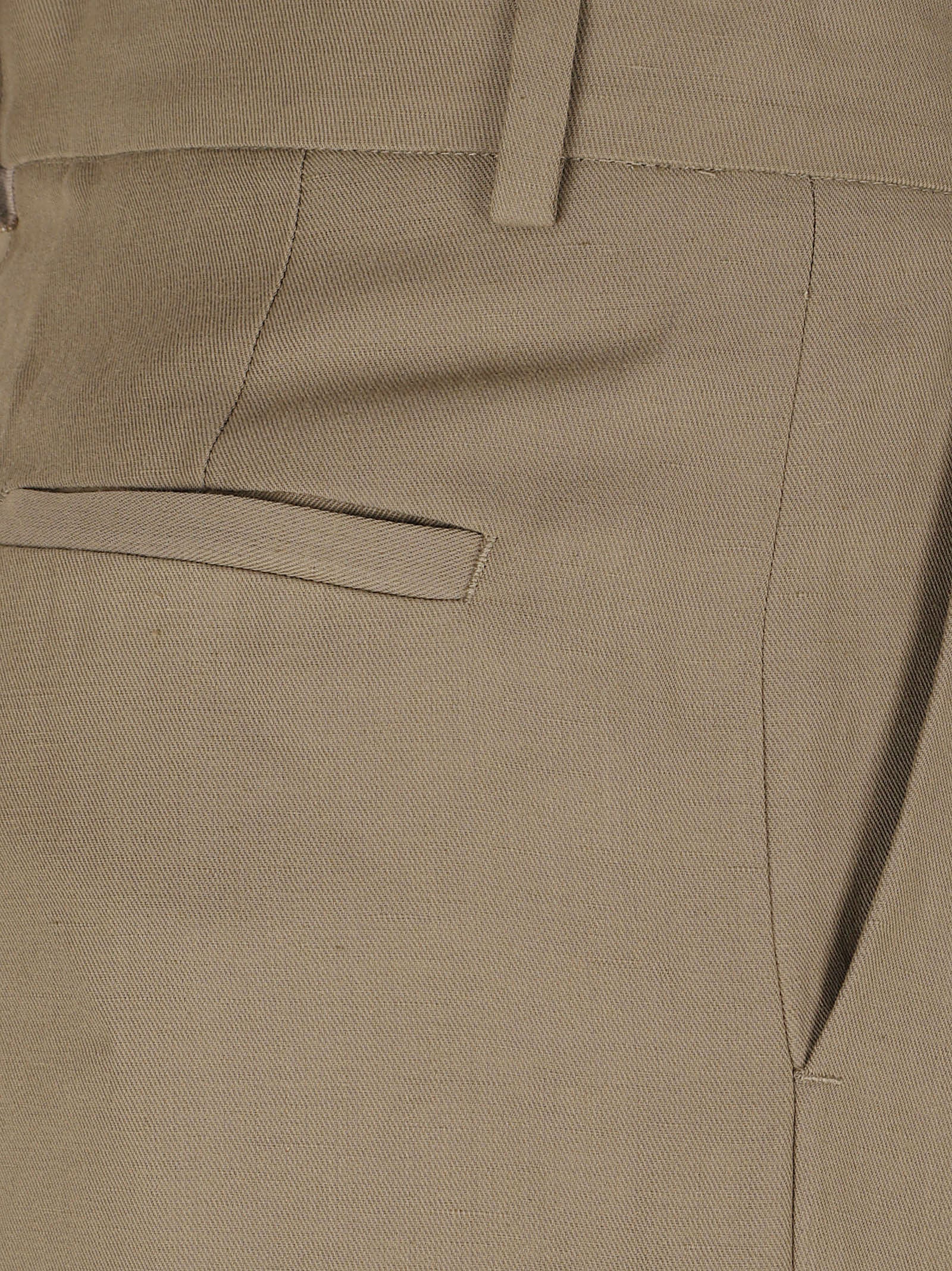 Pleated Brown Shorts With Hidden Closure
