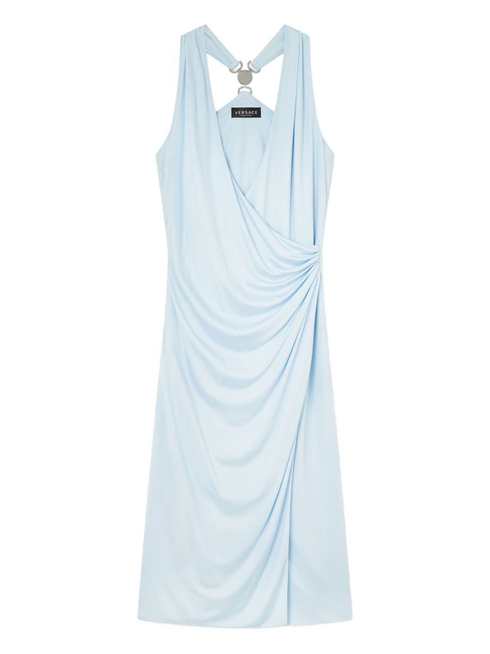 Draped Midi Dress with V-Neckline