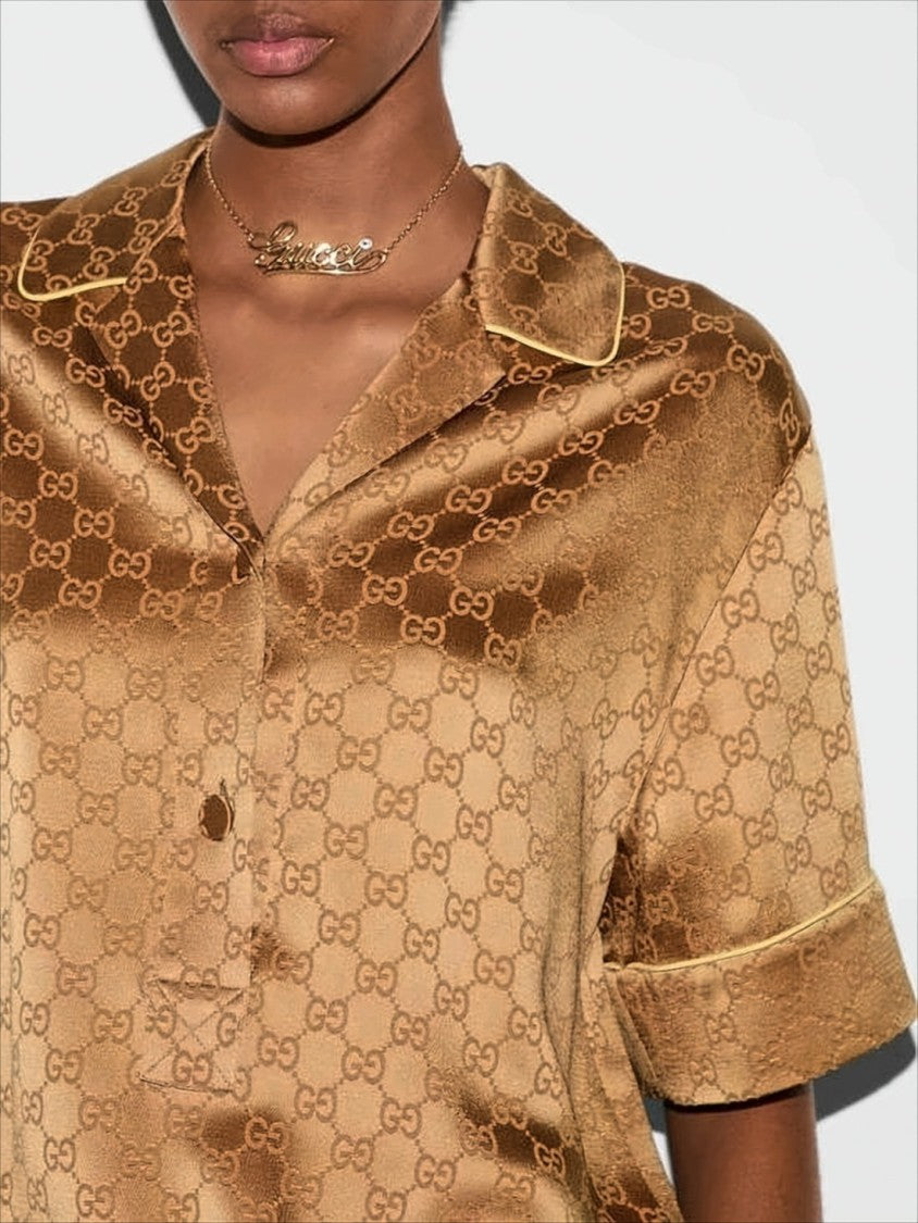 Silky Jacquard Short-Sleeved Shirt