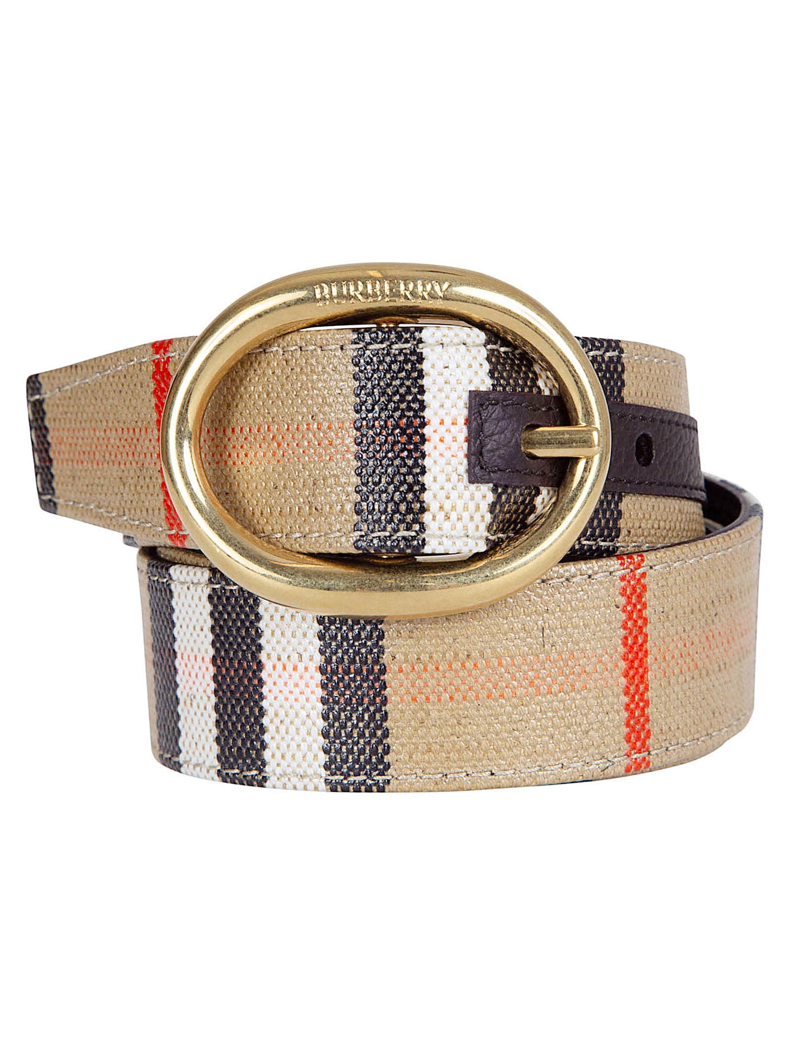 Reversible Check Pattern Belt with Gold-tone Buckle