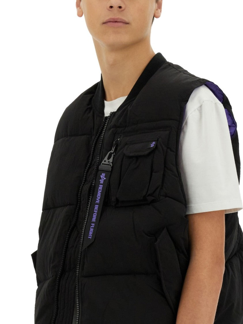 Puffy Sleeveless Vest With High Collar