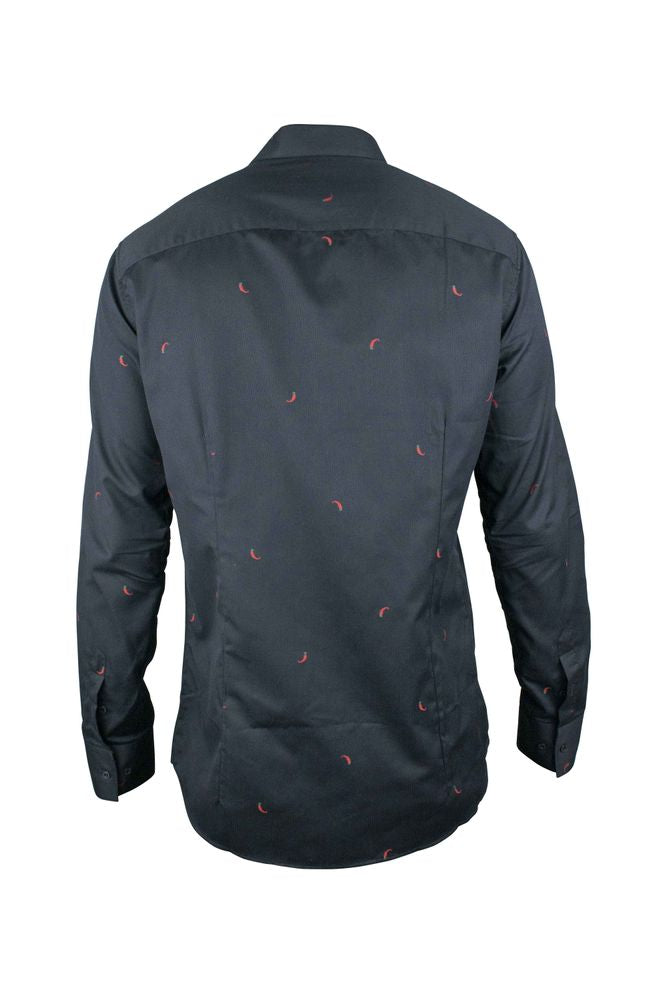Printed Black Cotton Shirt With Skull Detail