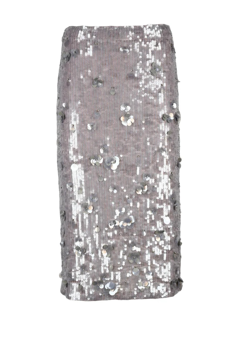 Purple Sequin Midi Skirt - Purple