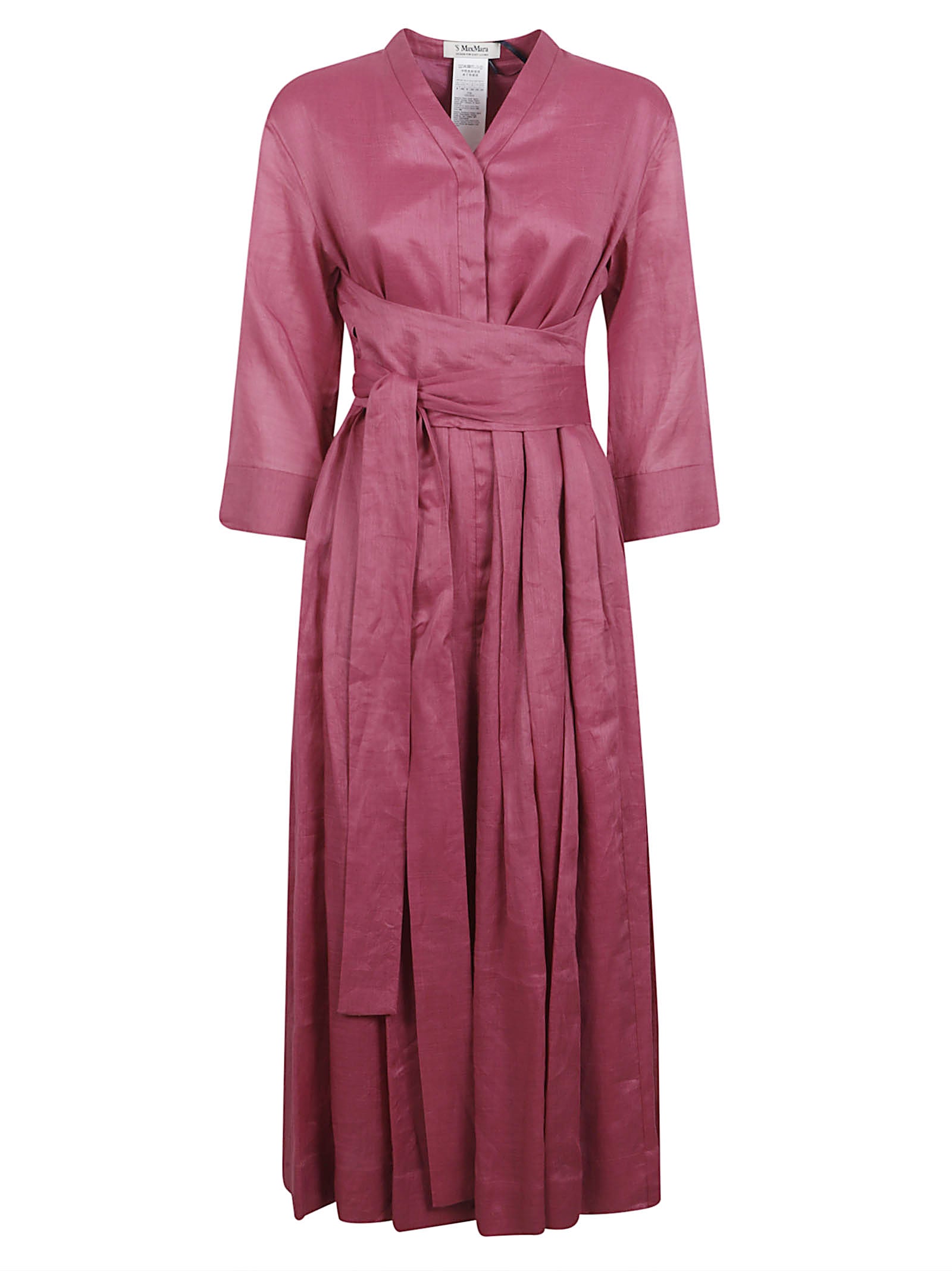 Knee-Length A-Line Dress with V-Neck and Bow Detail