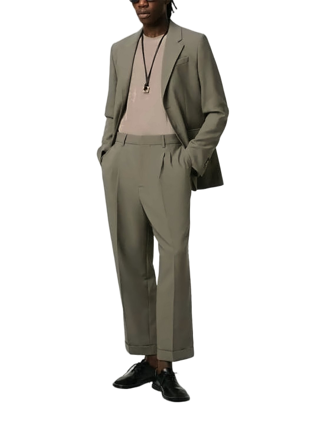 Tailored High-Waist Suit Pants with Pleated Front