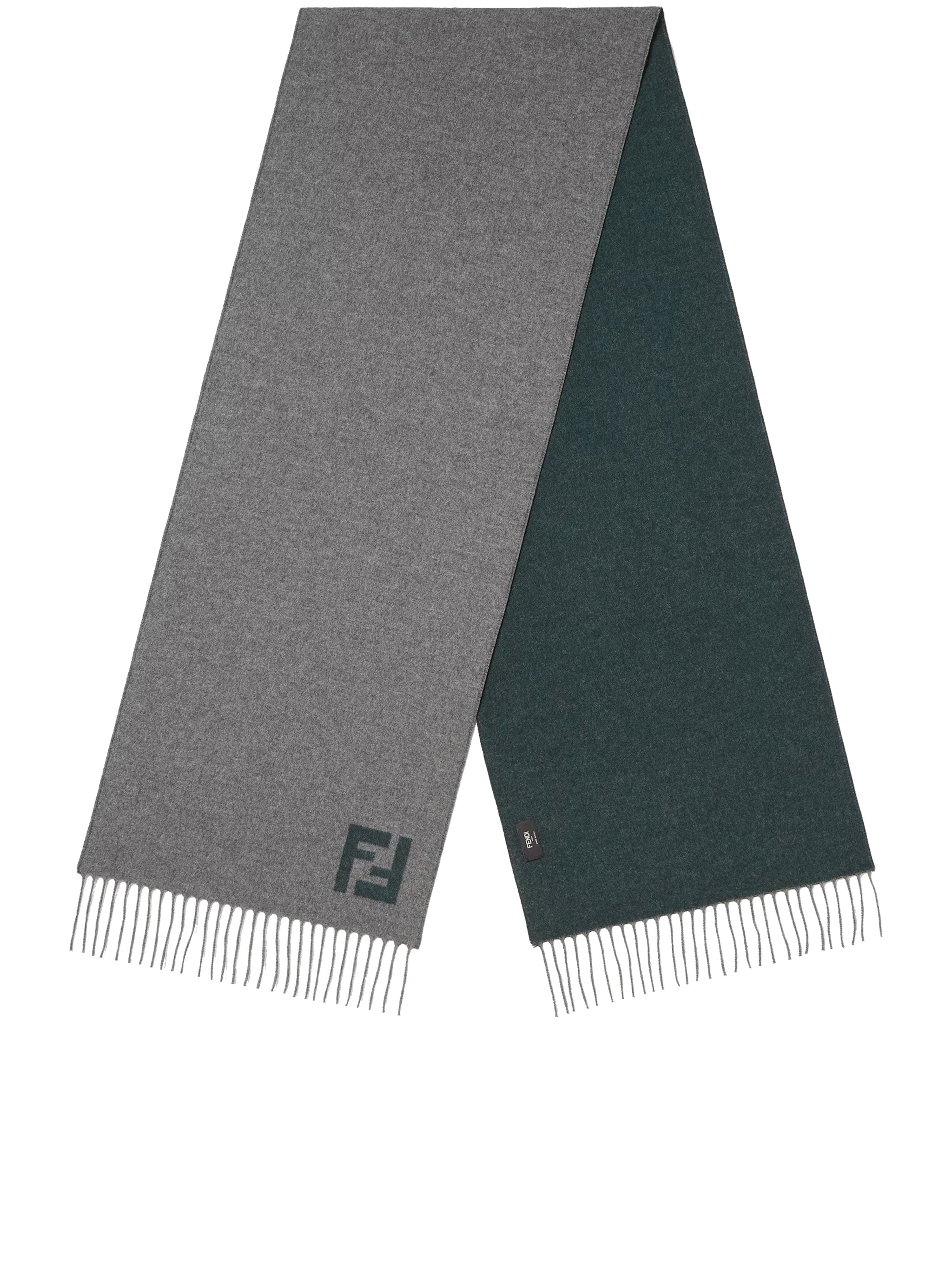 FF Double-Sided Grey Green Fringed Scarf