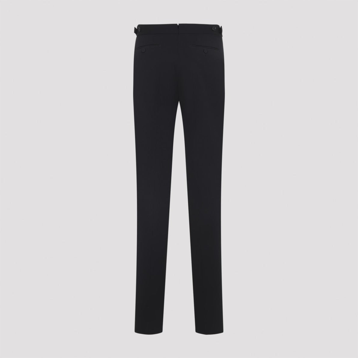 Tailored Black Wool Trousers With Adjuster Tabs
