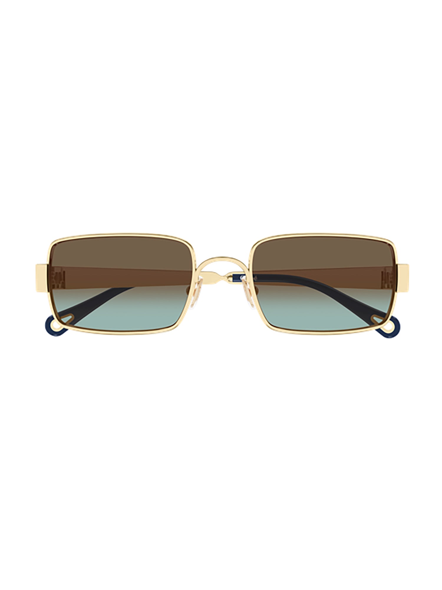 Rectangular Gold-Finish Sunglasses with Gradient Lenses