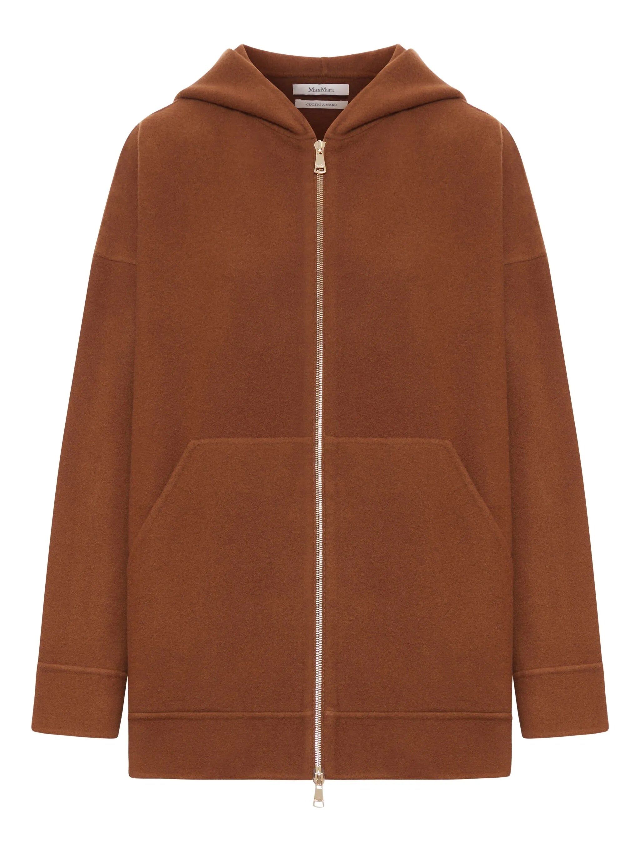 Brown Etuania Hooded Front Zipper Jacket