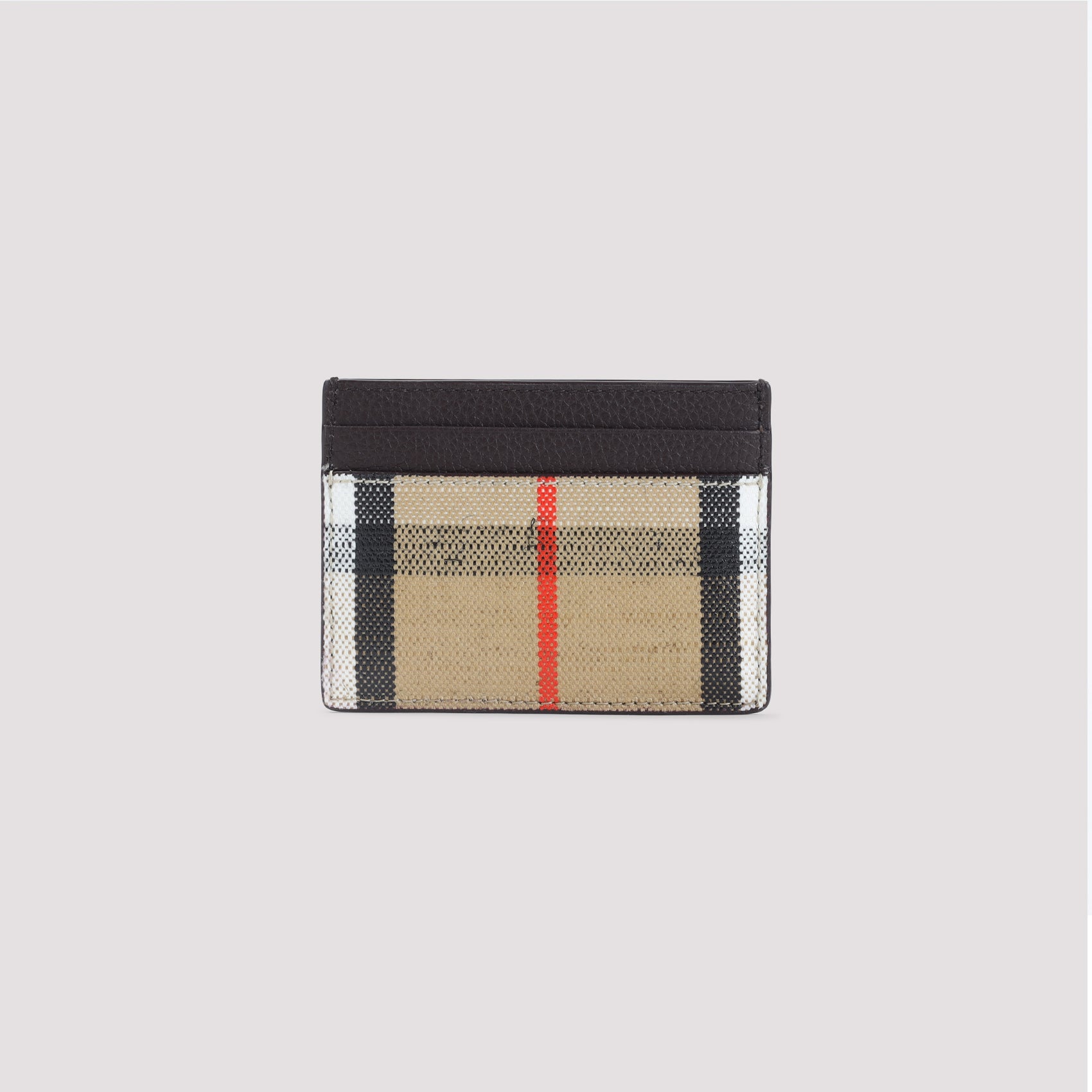 Beige and Black Check Wallet with Gold Emblem