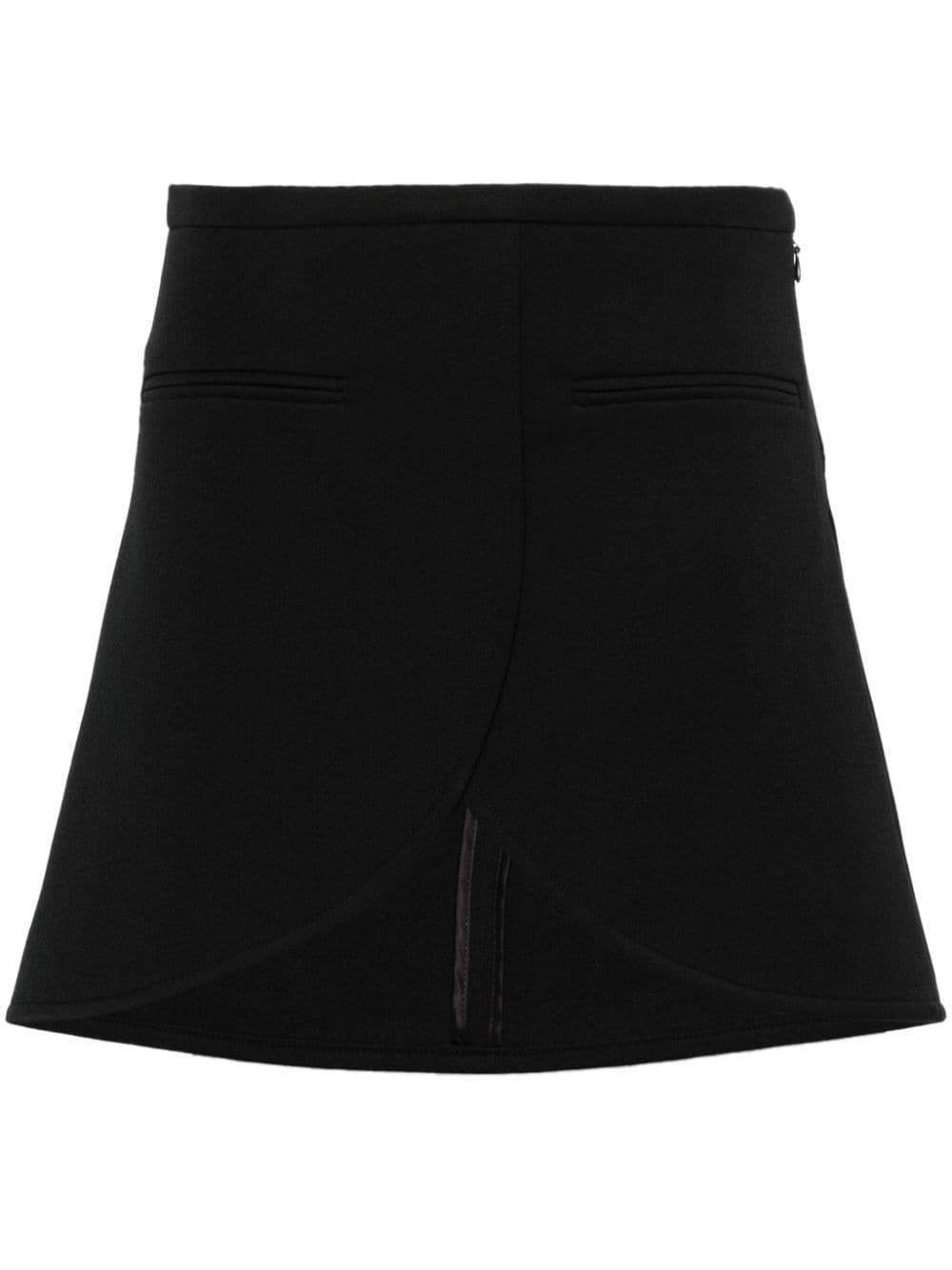 Asymmetric Hem Black Twill Weave Skirt